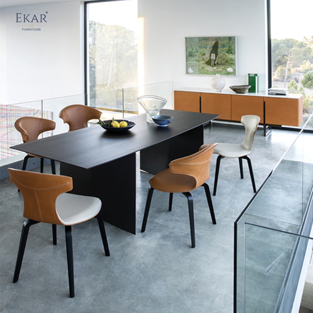 EKAR Modern Wingback Leather Dining Chair with Tapered Legs | Premium Dining Room Furniture