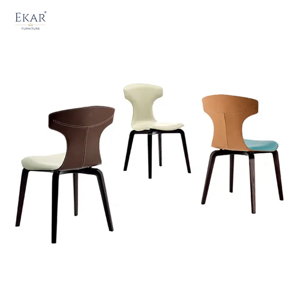 EKAR Modern Wingback Leather Dining Chair with Tapered Legs | Premium Dining Room Furniture