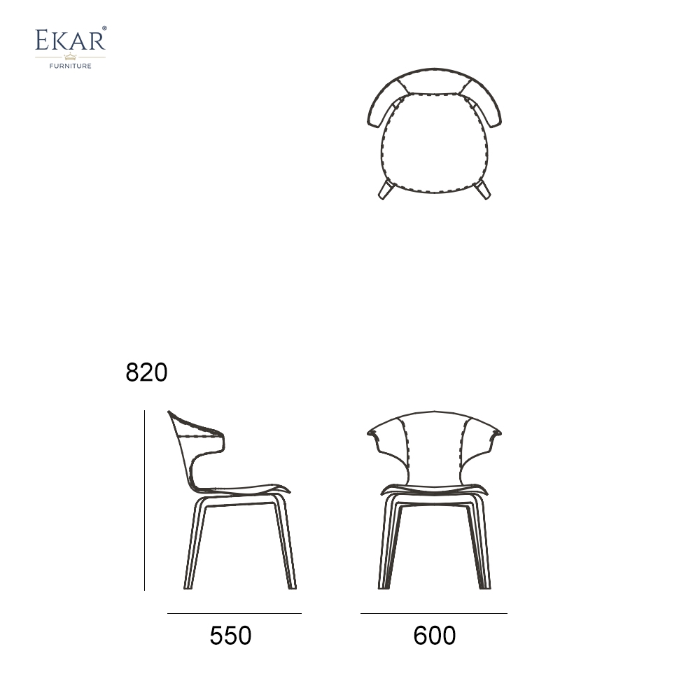 EKAR Modern Wingback Leather Dining Chair with Tapered Legs | Premium Dining Room Furniture