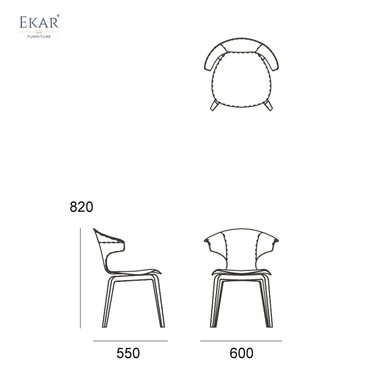 EKAR Modern Wingback Leather Dining Chair with Tapered Legs | Premium Dining Room Furniture