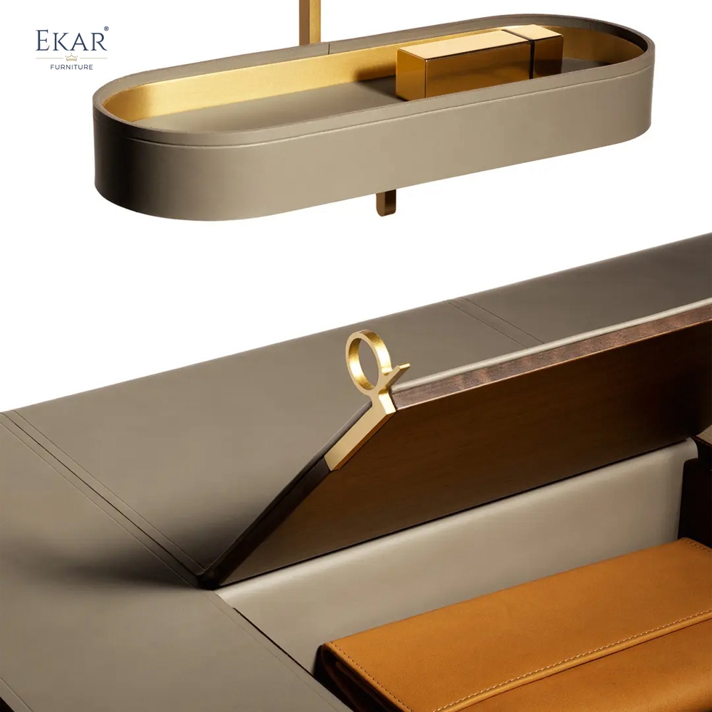 Modern Minimalist Solid Wood Dressing Table with Integrated Round Mirror and Suspended Organizer Shelf