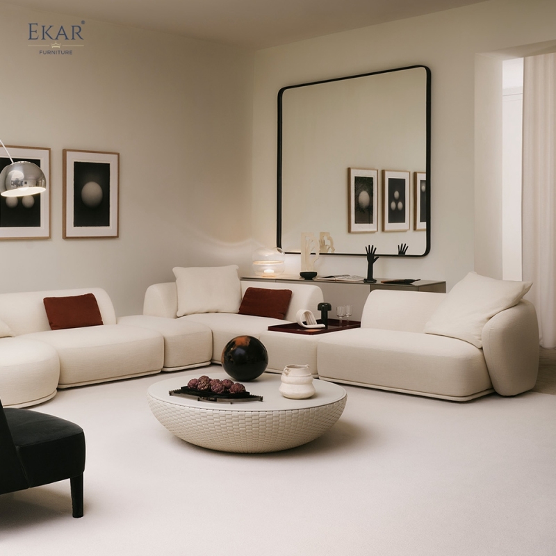 Modern Woven Saddle Leather Drum Coffee & Side Table | EKAR FURNITURE