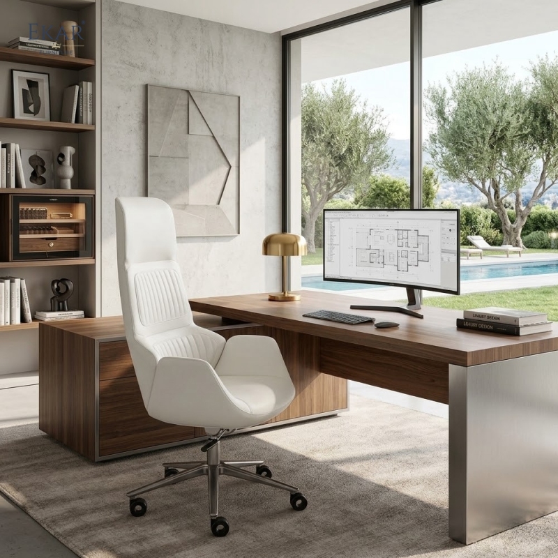 Modern High-Back Executive Office Chair with Wheels | EKAR FURNITURE