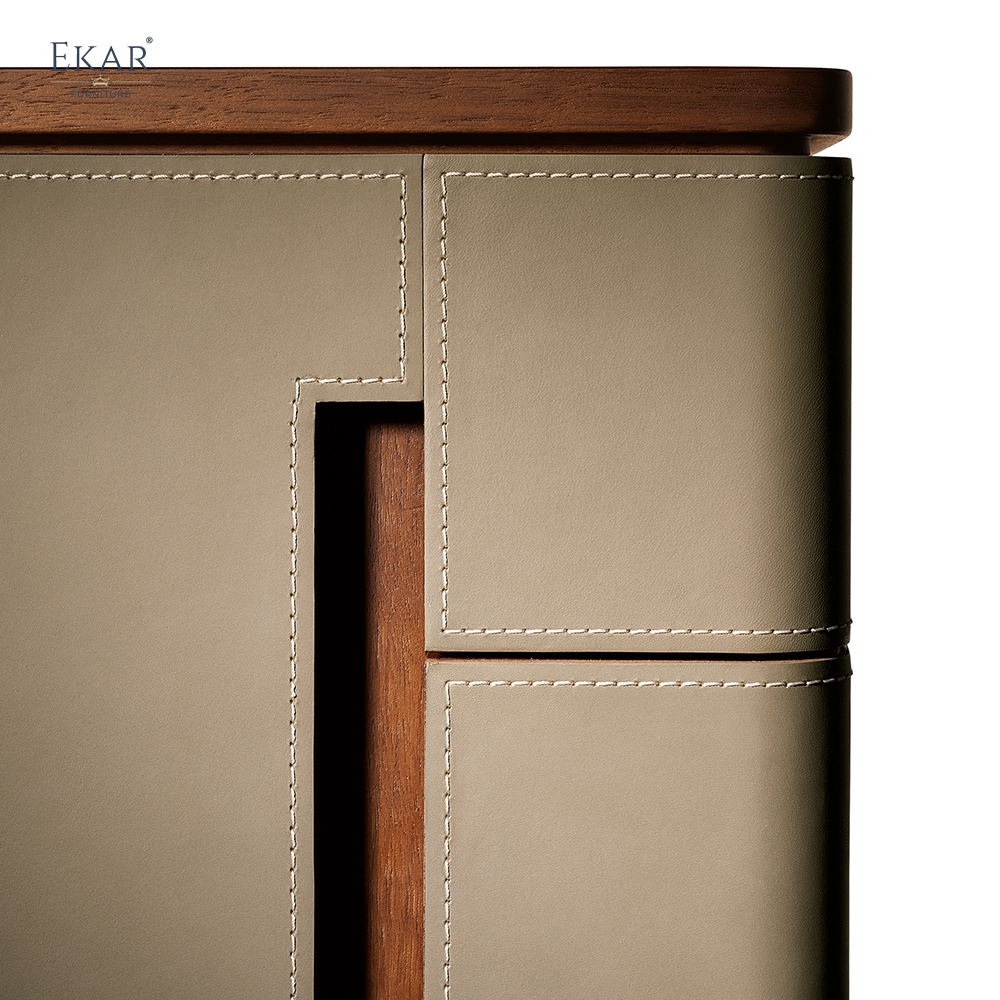 Modern Leather Wrapped Tallboy Chest of Drawers for Luxury Bedroom