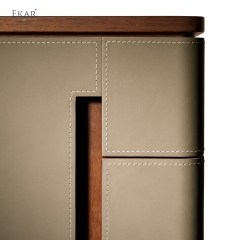 Modern Leather Wrapped Tallboy Chest of Drawers for Luxury Bedroom