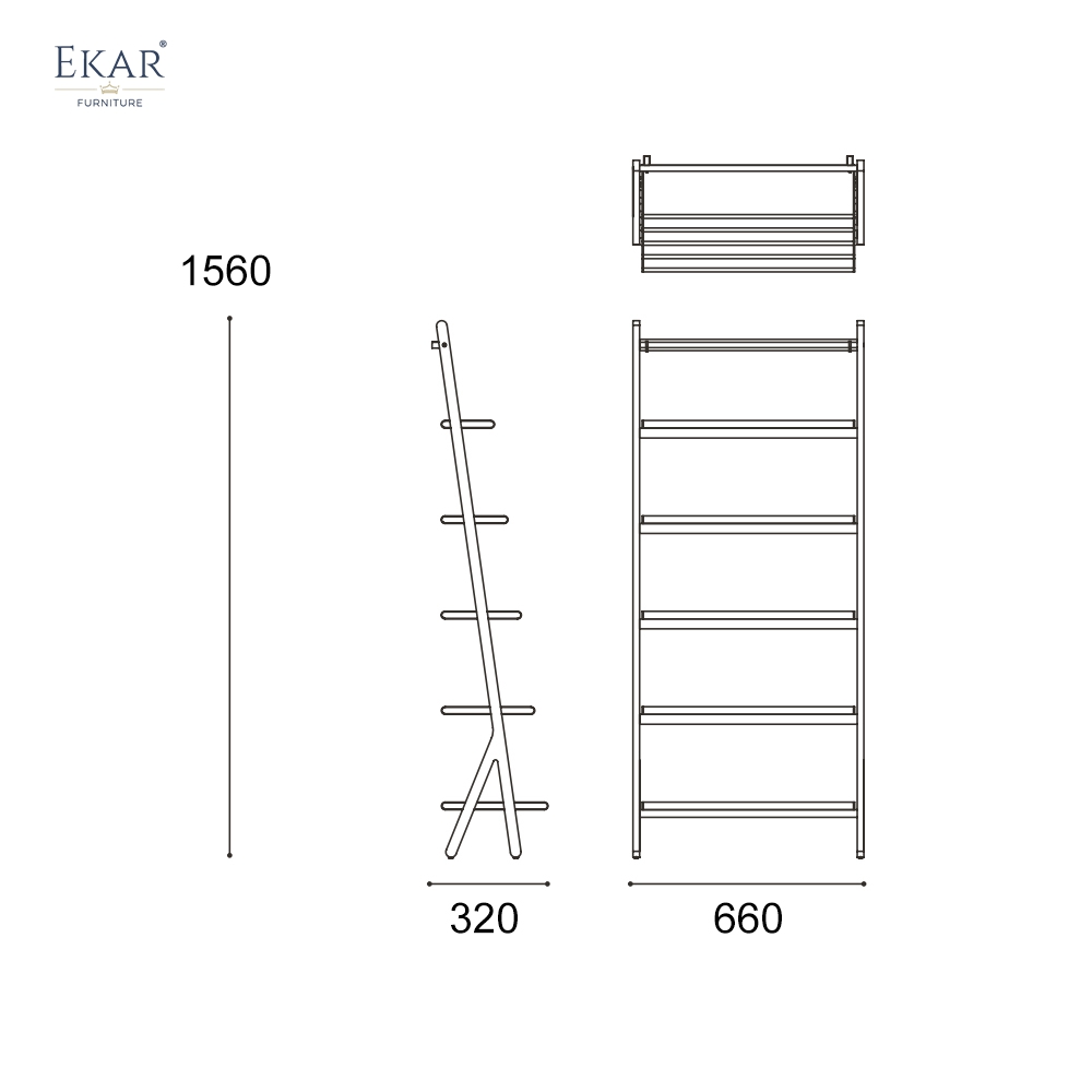 Modern Solid Wood Ladder Bookcase Leaning Bookshelf with Brass Accents and Reading Light