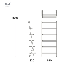 Modern Solid Wood Ladder Bookcase Leaning Bookshelf with Brass Accents and Reading Light