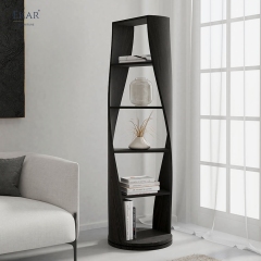 Modern Sculptural Solid Wood Rotating Bookcase 360-Degree Swivel Display Shelf