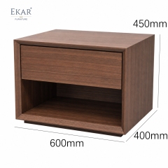 Kael Walnut Open-Shelf Nightstand | Modern Minimalist Bedside Table with Single Drawer - EKAR FURNITURE