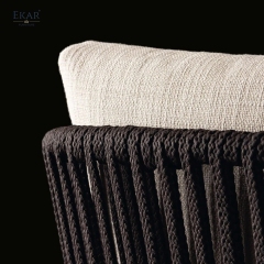 Modern Woven Rope Outdoor Dining Chair Weather Resistant Aluminum Patio Armchair