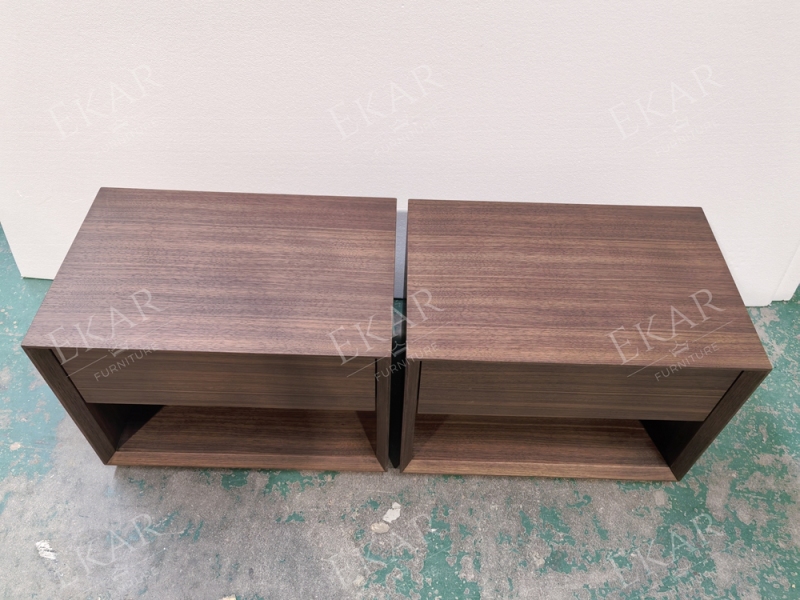 Kael Walnut Open-Shelf Nightstand | Modern Minimalist Bedside Table with Single Drawer - EKAR FURNITURE