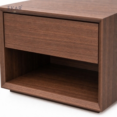 Kael Walnut Open-Shelf Nightstand | Modern Minimalist Bedside Table with Single Drawer - EKAR FURNITURE