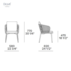 Modern Woven Rope Outdoor Dining Chair Weather Resistant Aluminum Patio Armchair