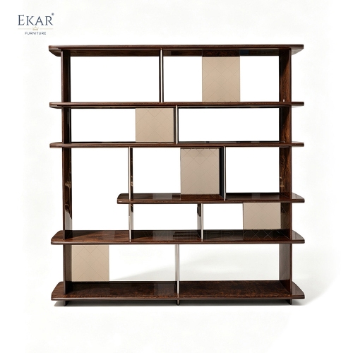 Modern Luxury Wooden Bookshelf High-Gloss Display Shelf Partition Bookcase