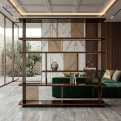 Modern Luxury Wooden Bookshelf High-Gloss Display Shelf Partition Bookcase