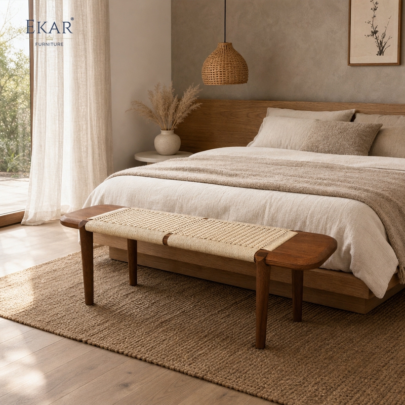 Cove Teak Outdoor Chaise Lounge | Modern Teak Daybed with White Cushions and Caster Wheels - EKAR FURNITURE