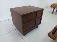 Arno Mullion Walnut Nightstand | Modern Two-Drawer Bedside Cabinet with Vertical Panel Detail - EKAR FURNITURE