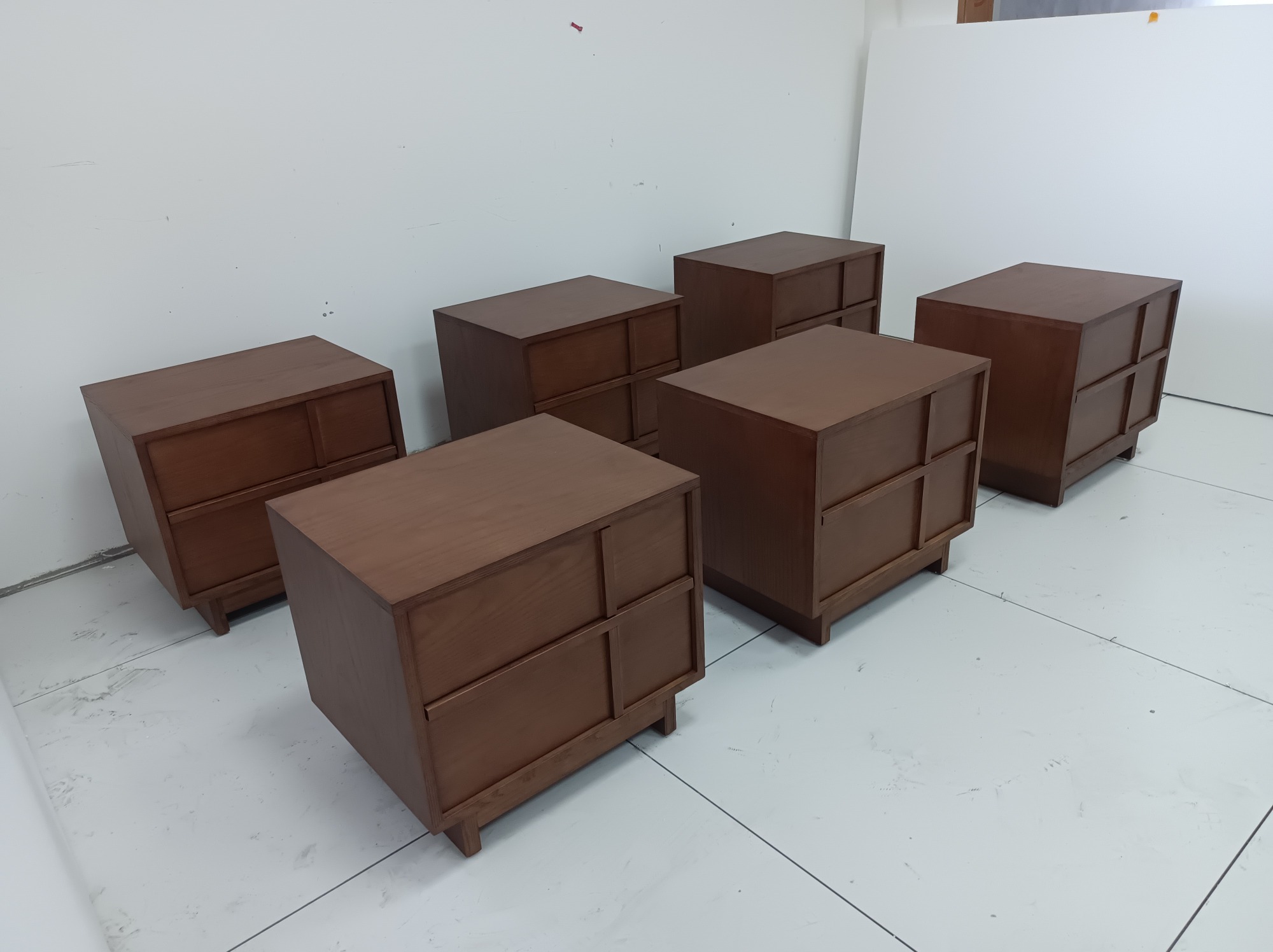 Arno Mullion Walnut Nightstand | Modern Two-Drawer Bedside Cabinet with Vertical Panel Detail - EKAR FURNITURE