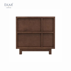 Arno Mullion Walnut Nightstand | Modern Two-Drawer Bedside Cabinet with Vertical Panel Detail - EKAR FURNITURE