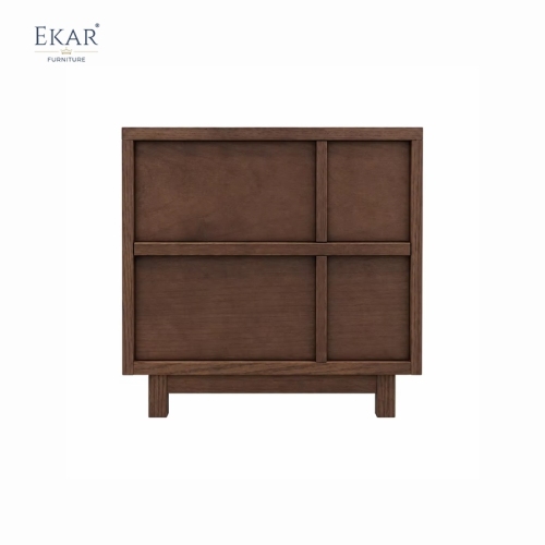 Arno Mullion Walnut Nightstand | Modern Two-Drawer Bedside Cabinet with Vertical Panel Detail - EKAR FURNITURE