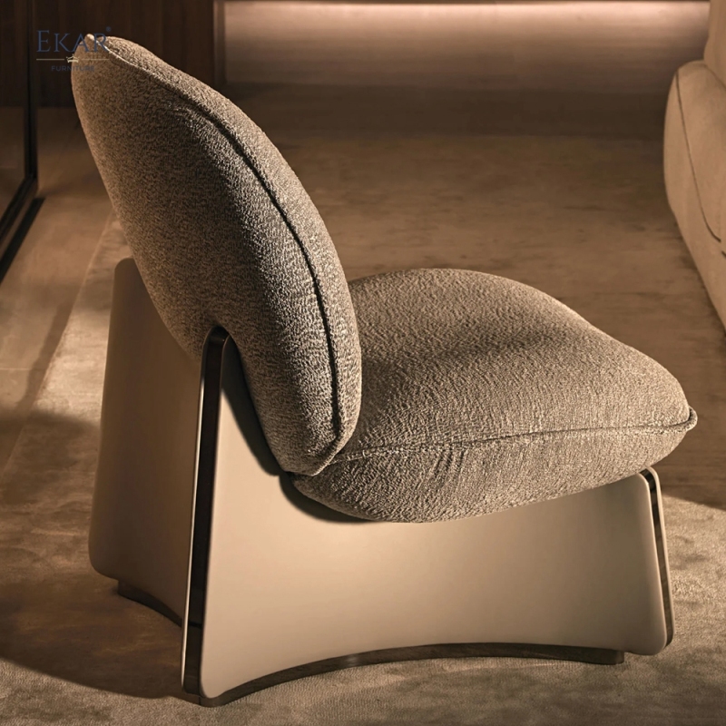 EKAR Modern Rounded Lounge Chair with Wraparound Back and Sculptural Base