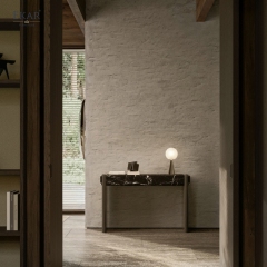 EKAR Modern Stone-Look Console Table with Black Panel Base VIDZCT