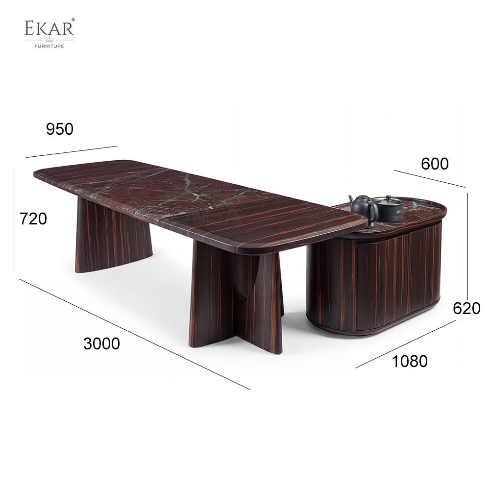 EKAR Modern Wood-Look Coffee Table with Matching Round Side Cabinet