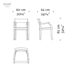 EKAR Quiet Luxury Genuine Leather Armchair Dining Chair