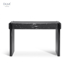 EKAR Modern Stone-Look Console Table with Black Panel Base VIDZCT