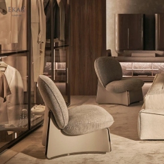 EKAR Modern Rounded Lounge Chair with Wraparound Back and Sculptural Base