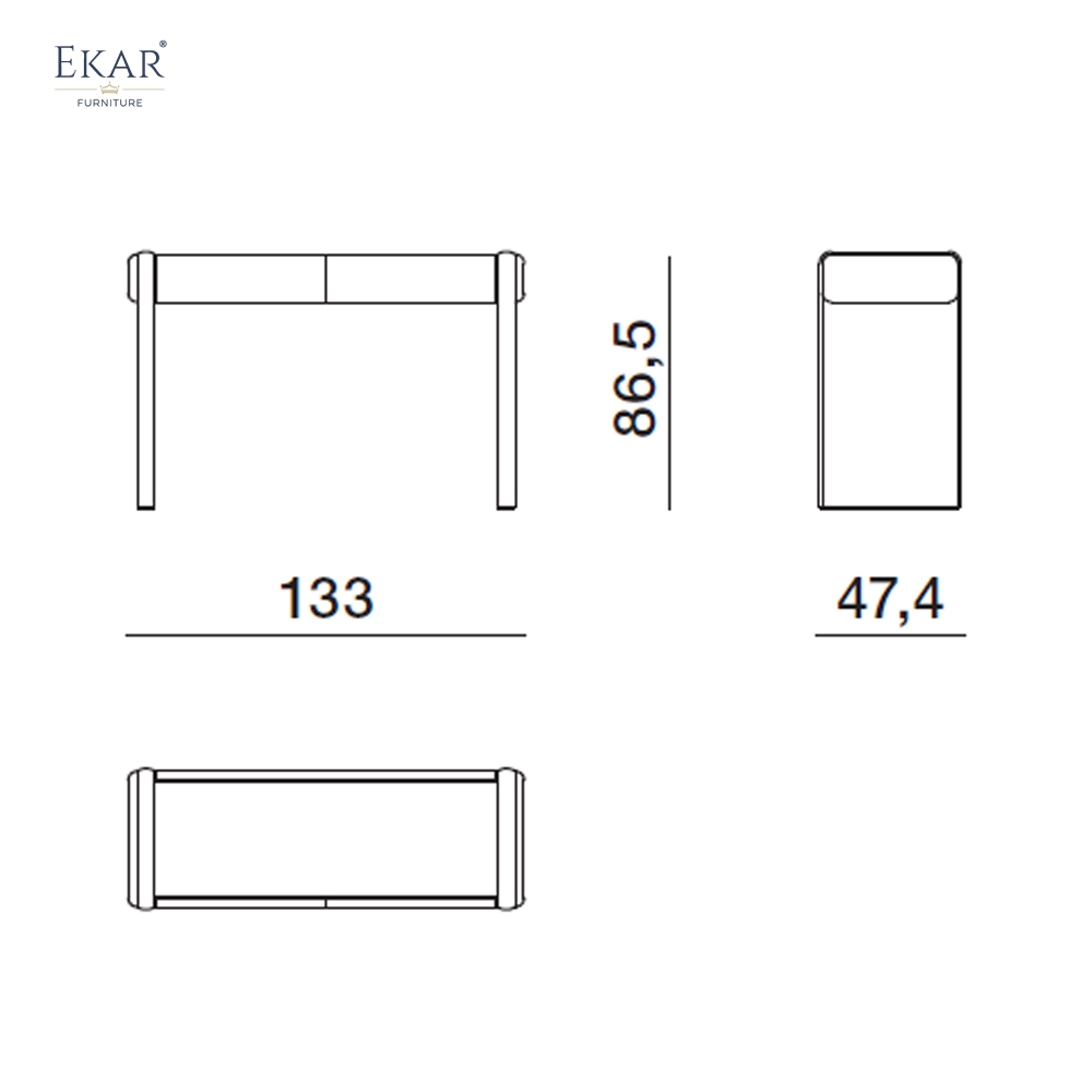 EKAR Modern Stone-Look Console Table with Black Panel Base VIDZCT