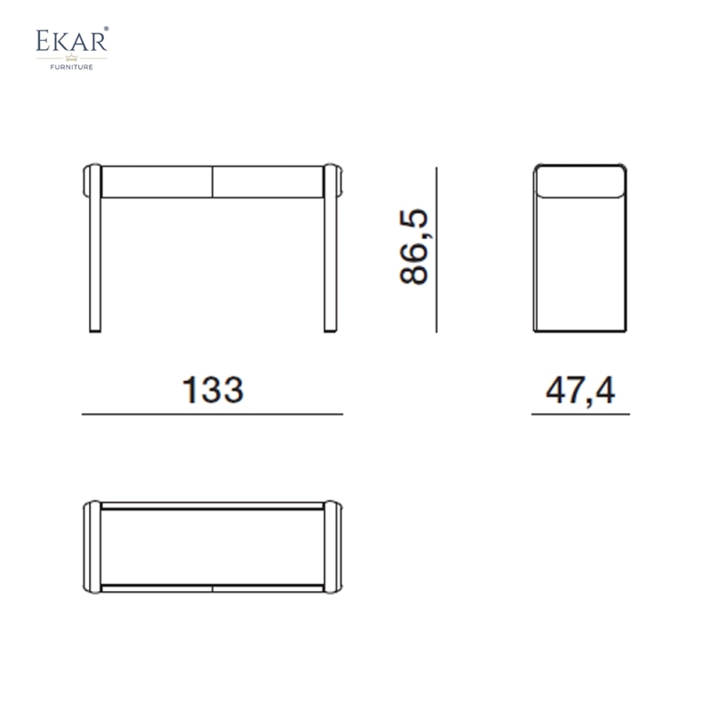 EKAR Modern Stone-Look Console Table with Black Panel Base VIDZCT