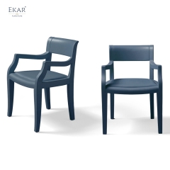 EKAR Quiet Luxury Genuine Leather Armchair Dining Chair