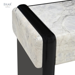 EKAR Modern Stone-Look Console Table with Black Panel Base VIDZCT