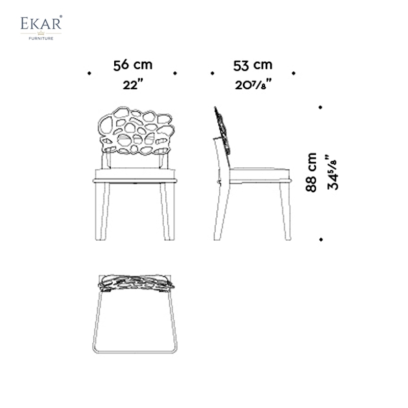 EKAR Quiet Luxury Dining Chair with Sculptural Metal Inlay Backrest