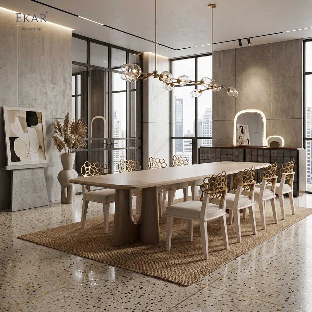 EKAR Quiet Luxury Dining Chair with Sculptural Metal Inlay Backrest