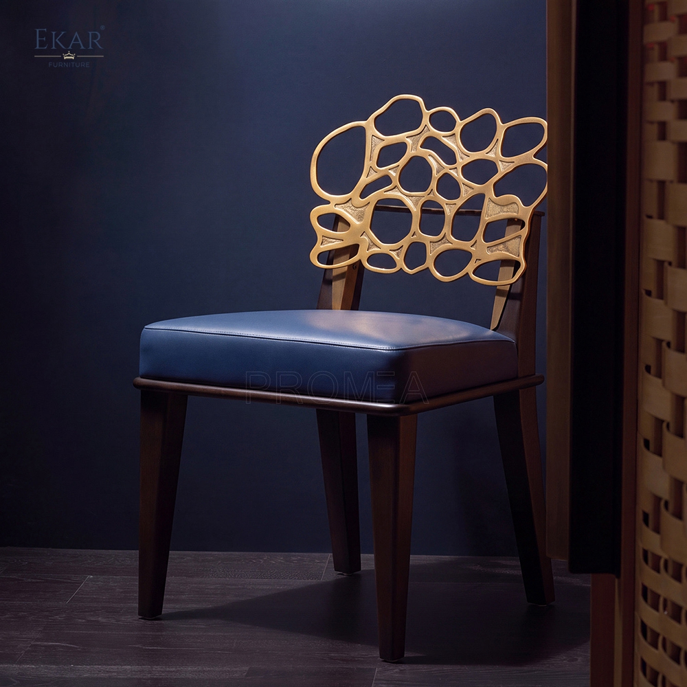 EKAR Quiet Luxury Dining Chair with Sculptural Metal Inlay Backrest