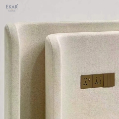 EKAR Modern Wide Upholstered Bed with Double-Layer Headboard and Integrated Control Panel