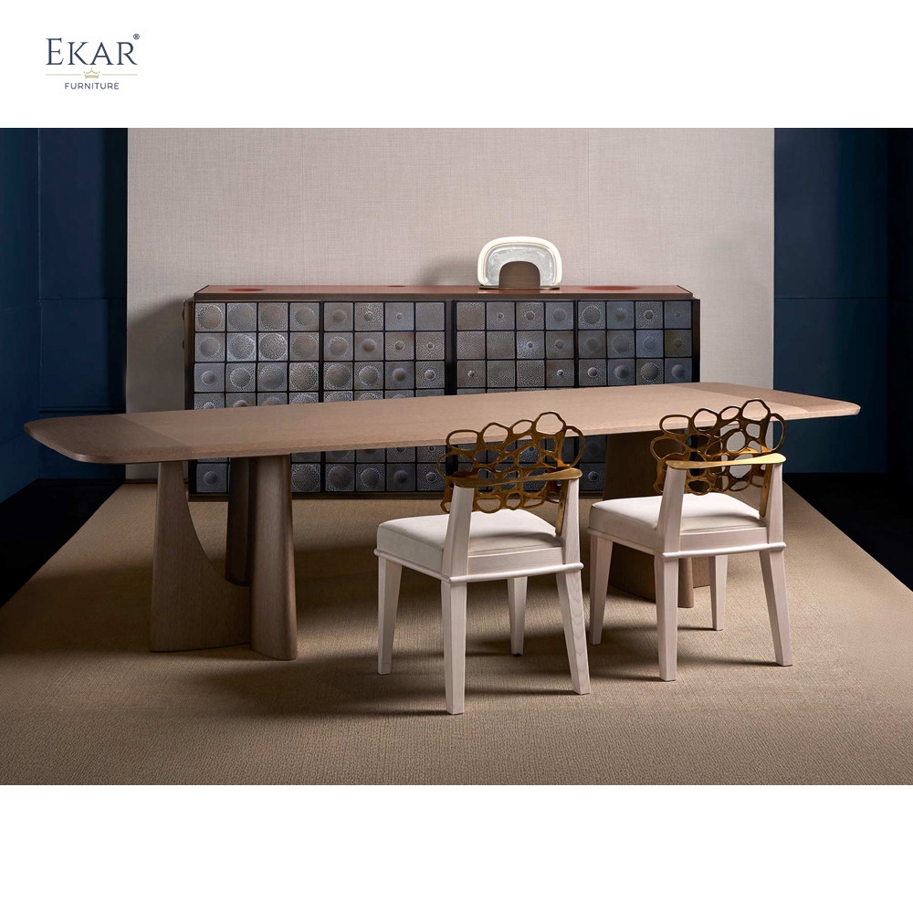 EKAR Quiet Luxury Dining Chair with Sculptural Metal Inlay Backrest