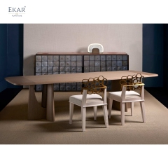 EKAR Quiet Luxury Dining Chair with Sculptural Metal Inlay Backrest