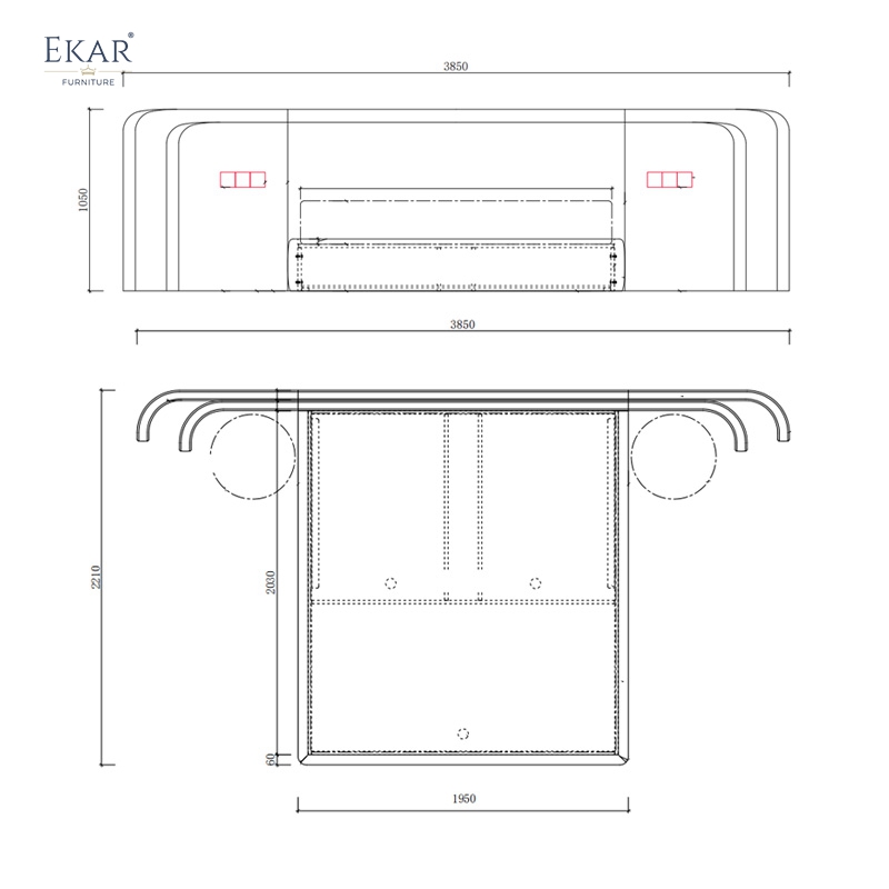 EKAR Modern Wide Upholstered Bed with Double-Layer Headboard and Integrated Control Panel