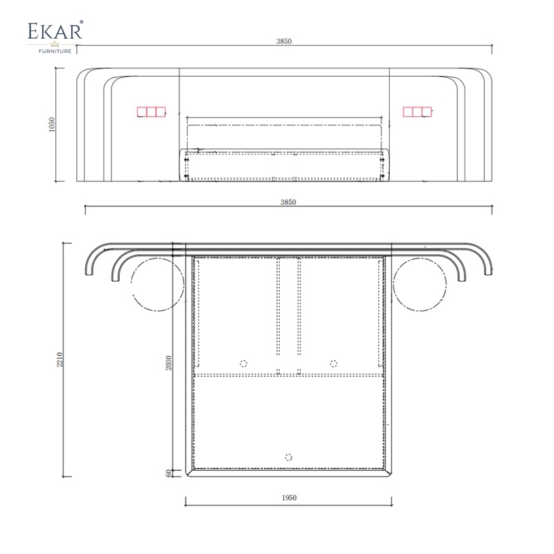 EKAR Modern Wide Upholstered Bed with Double-Layer Headboard and Integrated Control Panel