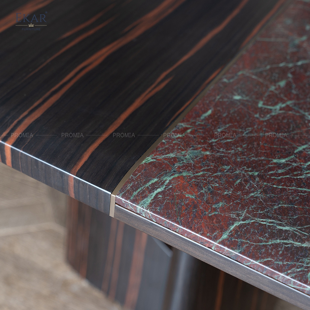 EKAR Modern Wood-Look Coffee Table with Matching Round Side Cabinet