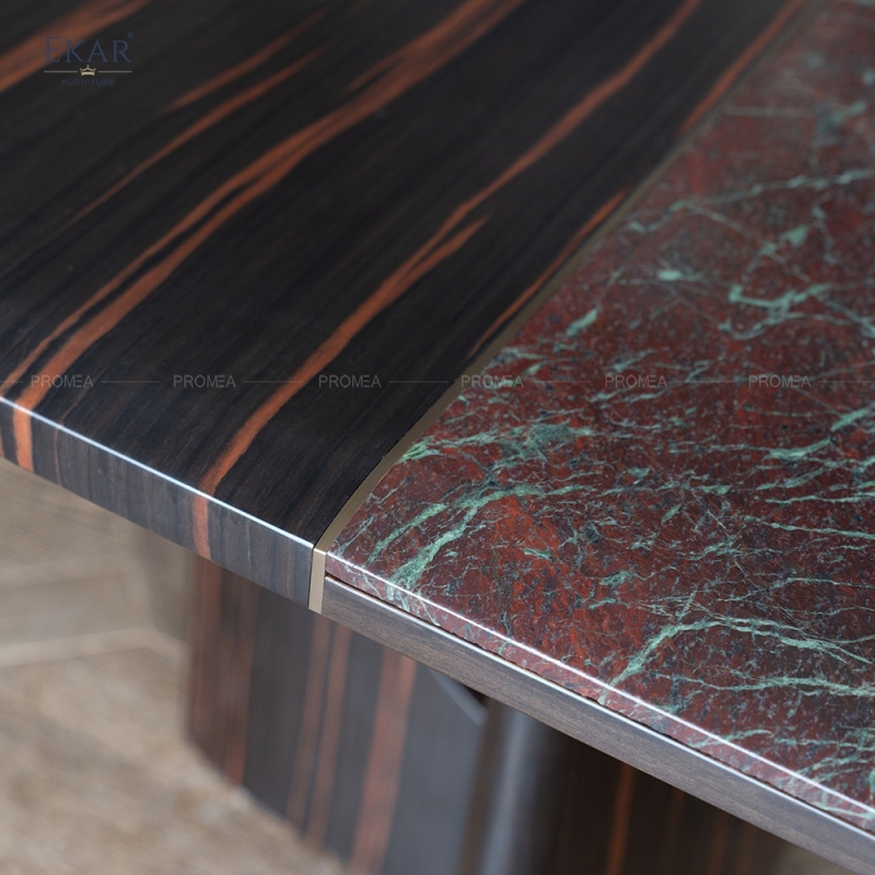 EKAR Modern Wood-Look Coffee Table with Matching Round Side Cabinet