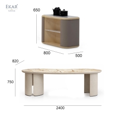 EKAR Modern Luxury Reception Coffee Table with Matching Side Cabinet