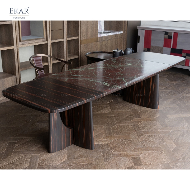 EKAR Modern Wood-Look Coffee Table with Matching Round Side Cabinet