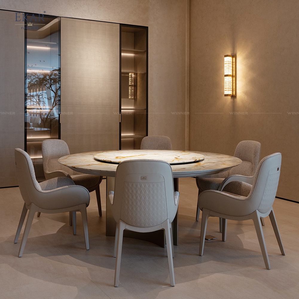 EKAR Modern Fully Upholstered Dining Chair with Curved Arms