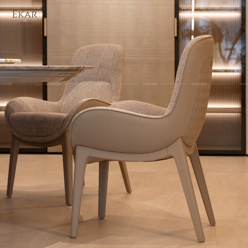 EKAR Modern Fully Upholstered Dining Chair with Curved Arms