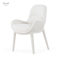 EKAR Modern Fully Upholstered Dining Chair with Curved Arms