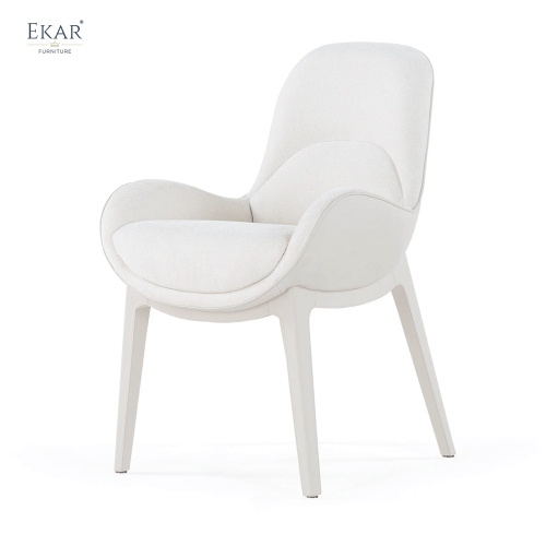 EKAR Modern Fully Upholstered Dining Chair with Curved Arms
